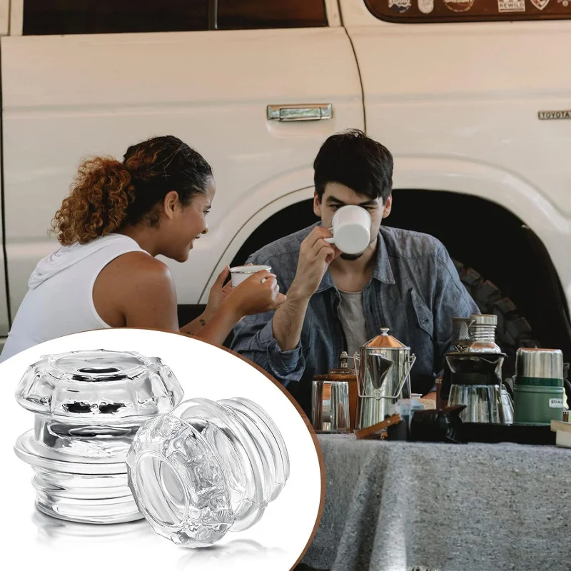 2-Piece Transparent Coffee Percolator Top - Replacement Glass Knob Top for Coffee Filter