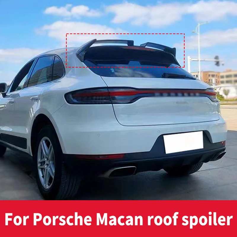 For Porsche Macan 2014 to 2022 Rear roof Spoiler Wing ABS Glossy Black Carbon FIber Body Kit Exterior Decoration Car Styling