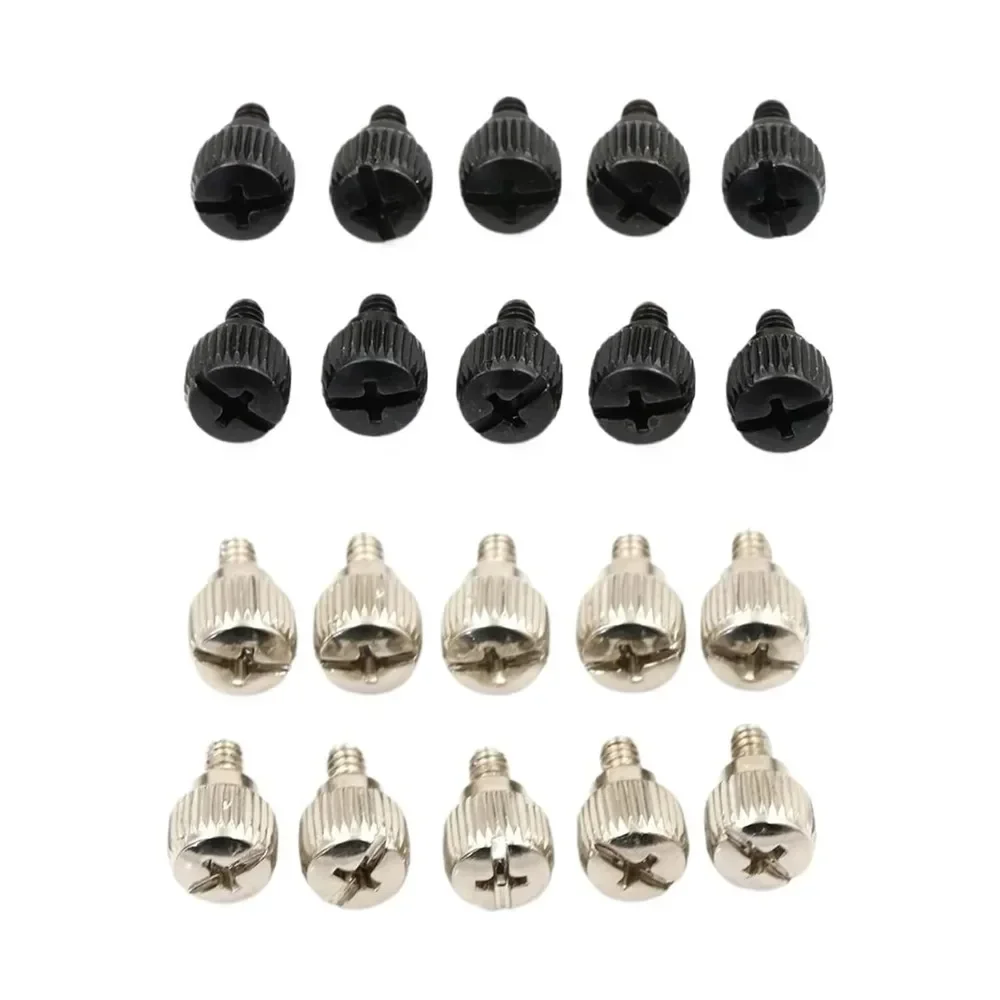 جيد 10 قطعة 14x9 مللي متر حالة الكمبيوتر الإبهام مسامير أسود/النيكل يدويا تشديد المقبس رئيس أداة جديد