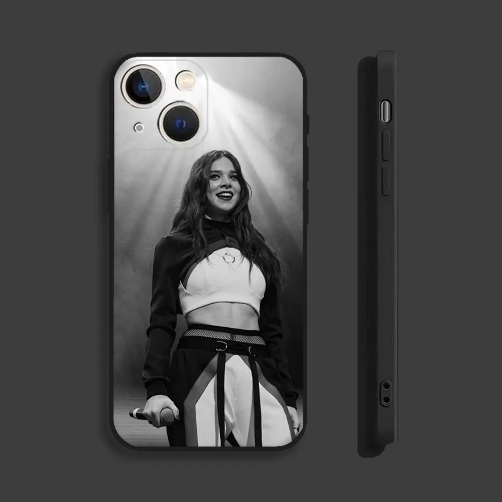 Custodia per telefono Hailee Steinfeld per iPhone15,14,13,12,11,Pro,Max,Plus,Mini,X,XS,XR,8,7,6,S,Plus,SE custodia morbida nera