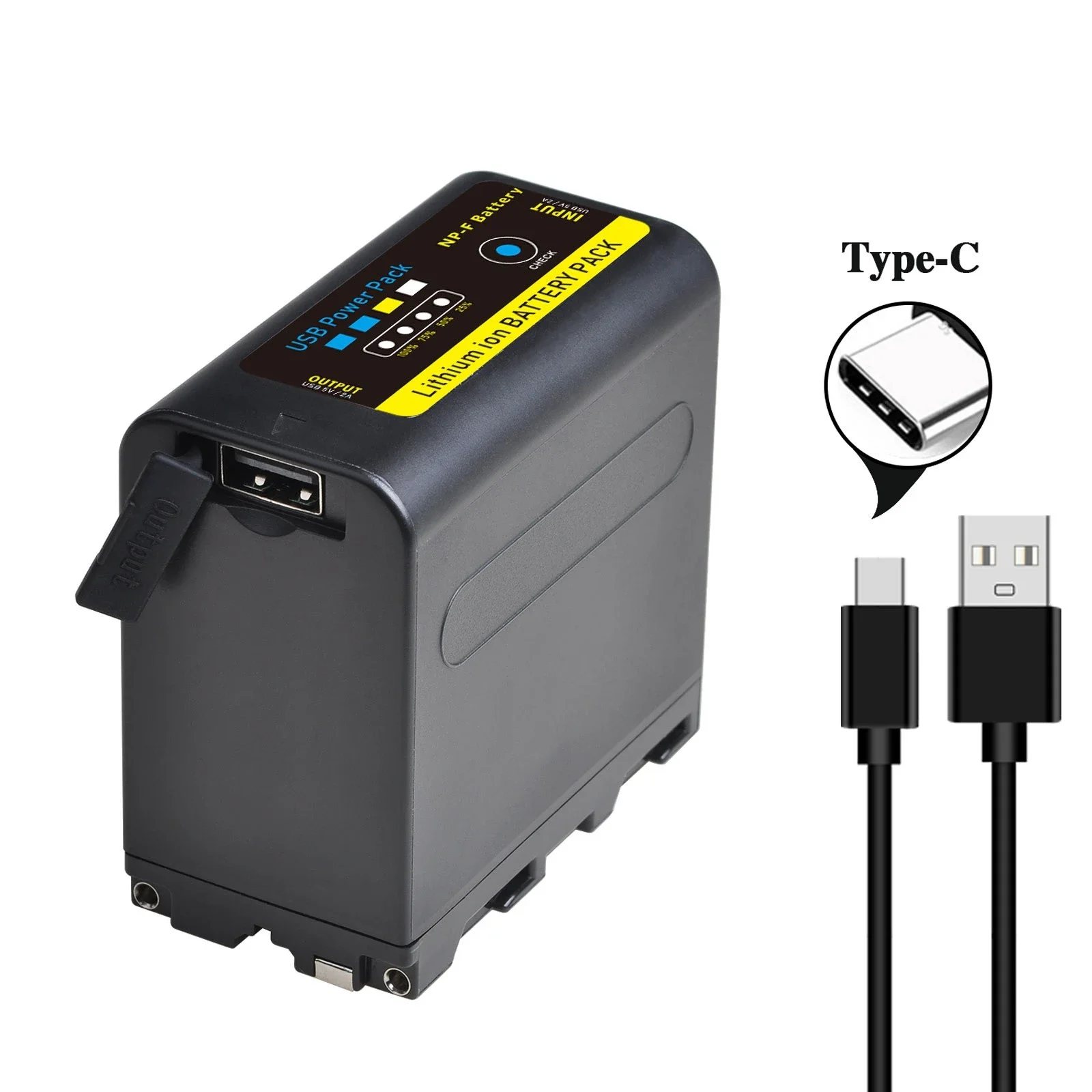 BMAD-USB Output Camera Battery, UCB-C Port, Adequado para Sony PLM-100, CCD-TRV35, MVC-FD91, NP-F980, NP-F970, NP-F960, 7800mAh