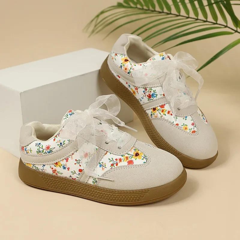 Kinder Freizeitschuhe Süße Blumenmuster Kindertennisschuhe Weiche Sohle Rutschfest 2026 Brandneue Mädchen Sportschuhe Mesh Schleifen – Detail 5