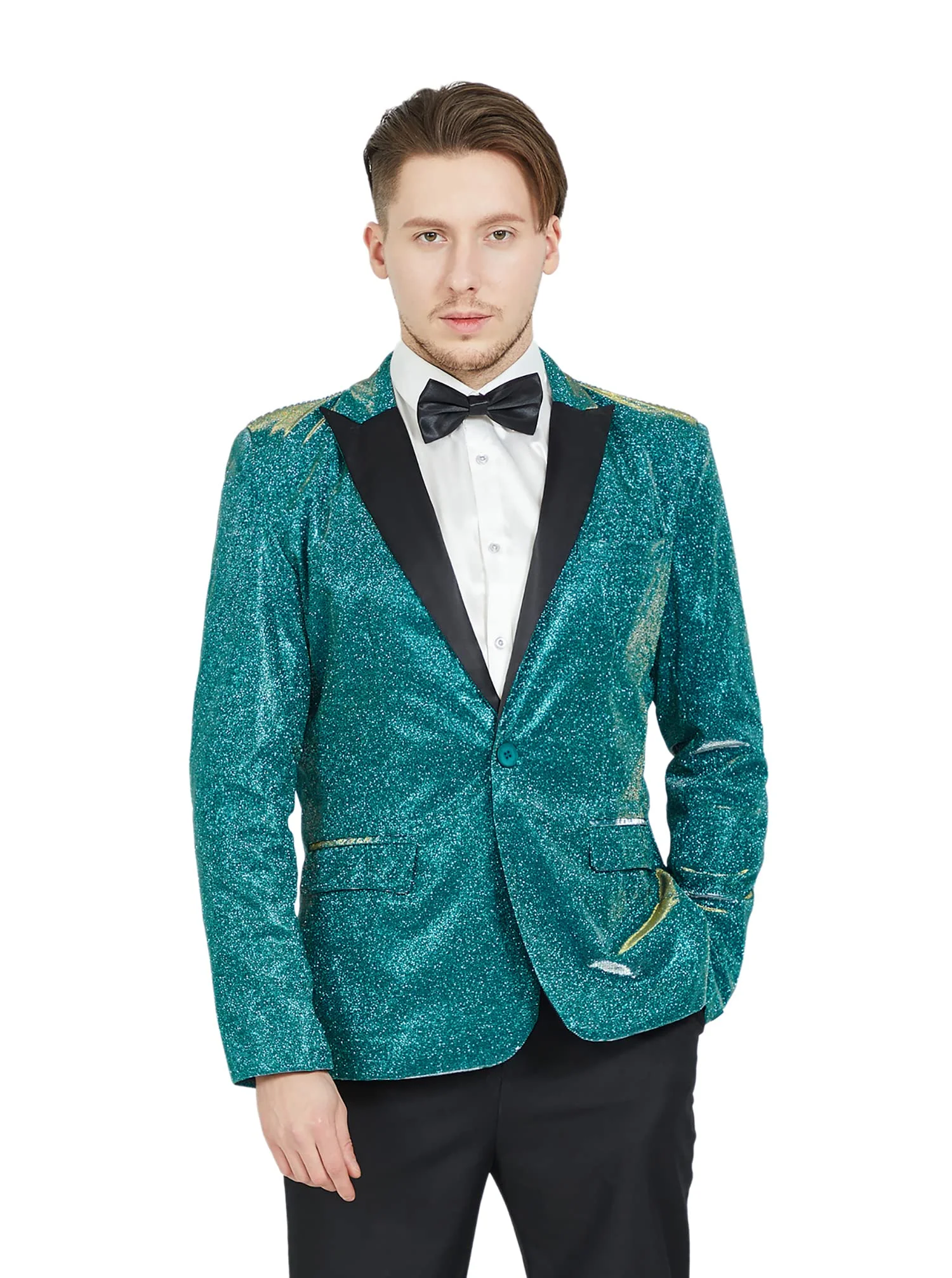 

Tailored Green Bright Silk Blazer Trousers Men Suits Peaked Lapel Wedding Outfits Business Party Wear Clothing 2pcs Jacket+Pants