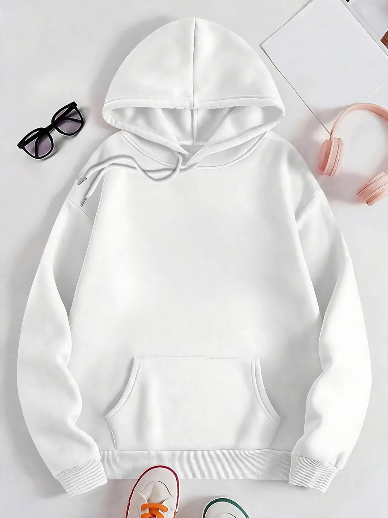Vintage Style Hooded Pocket Sweatshirt Long Sleeve Casual Sportswear New Printed Pattern Hoodies Women's Outerwear Clothes