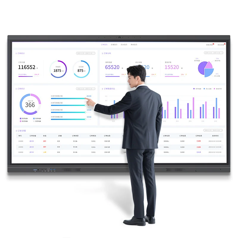 Combinazione di schede LED interattive intelligenti con schermo piatto da 86 pollici e lavagna per l'istruzione disponibili in dimensioni 75 65 e 55 pollici