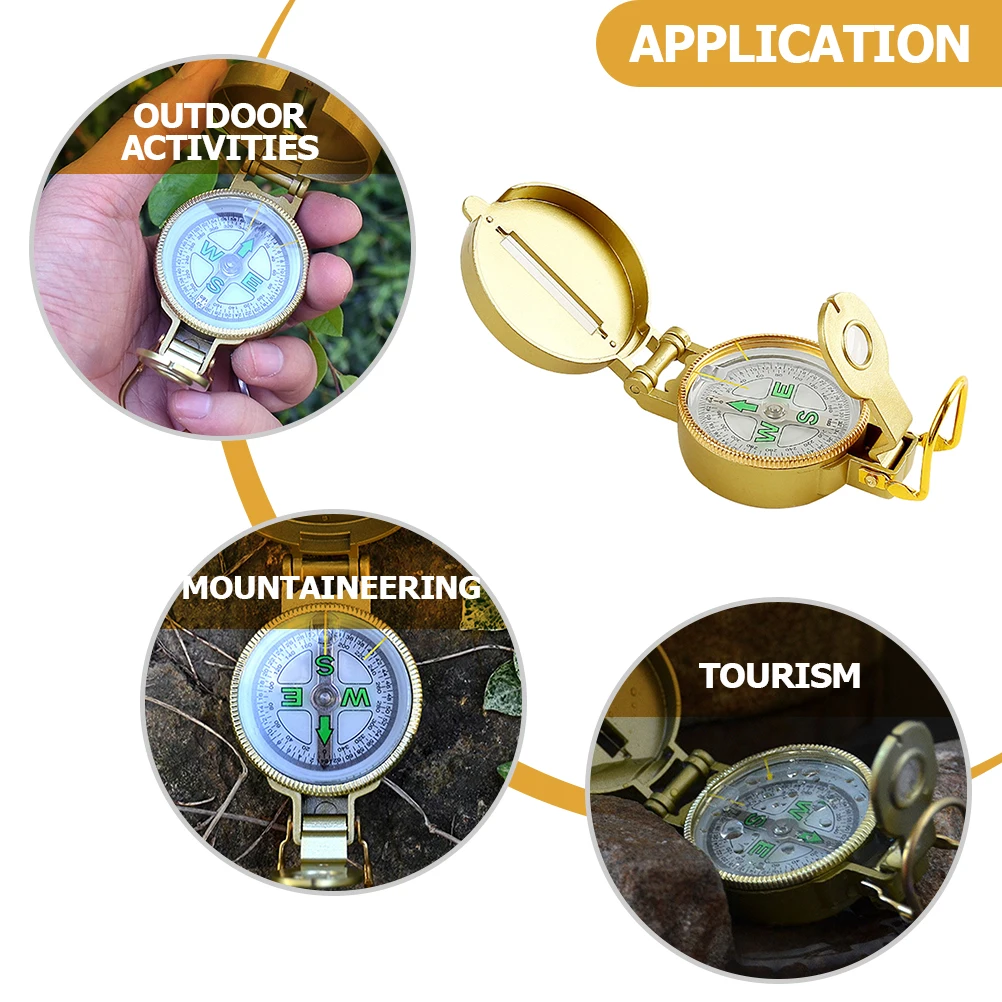 

Premium Portable Pocket For Hiking Outdoor Survival Small Light Metal Camping Compass With Keychain Hanging Ring Unique Retro