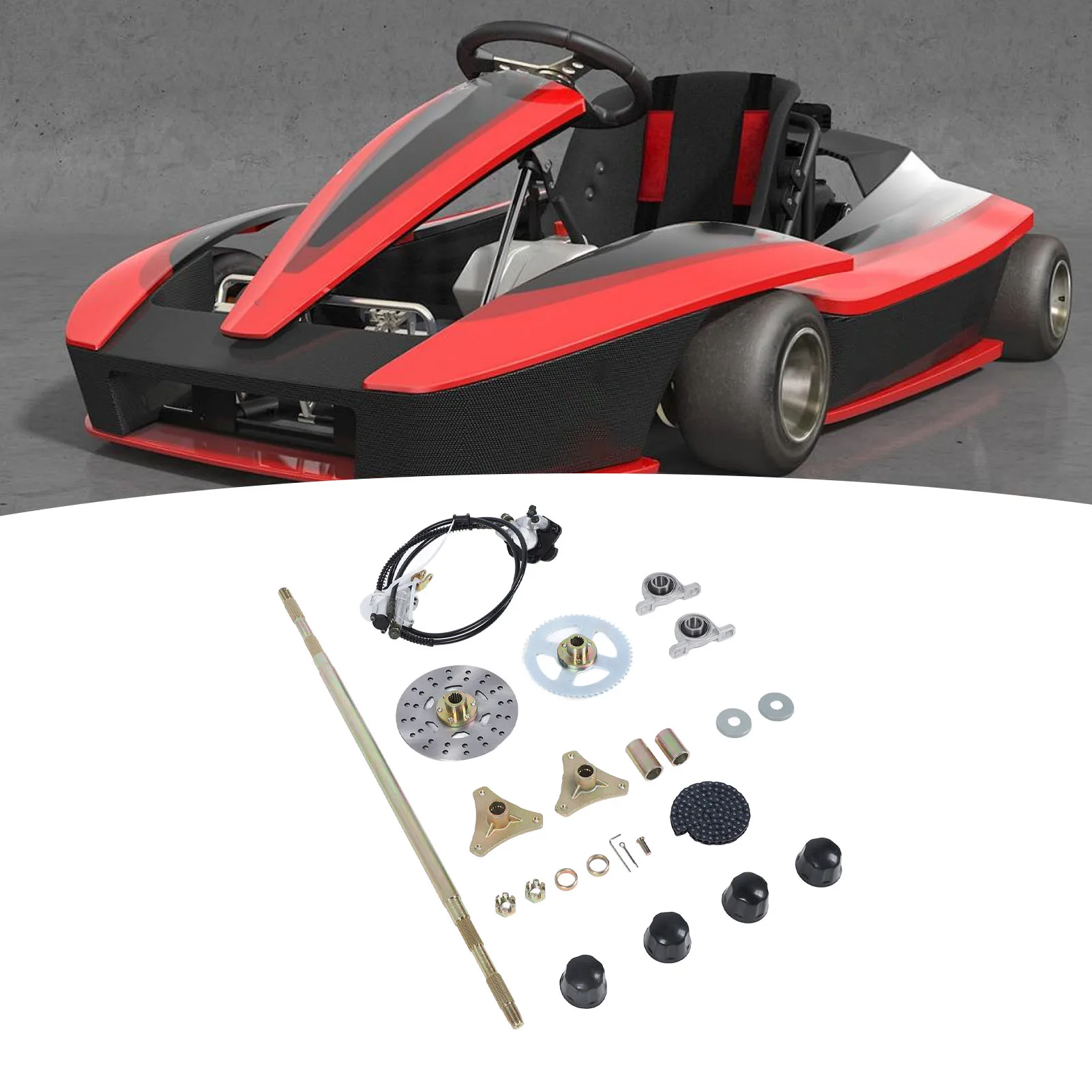 

Go Kart Rear Axle Assembly Disc Brake Calipers Kit Chain Sprockets Enhance Stability Metal Sturdy for 50cc 70cc 90cc ATV Quads