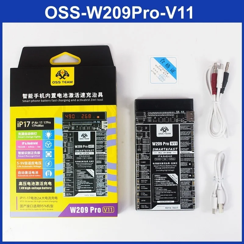 

New Upgrade OSS W209Pro V10 Battery Charging Tester Repair Fix Not Charging for 17/17Pro/17Pro Max/iP Air Fast Charge Activator