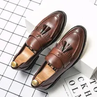 2024 Men Dress Shoes Handmade Brogue Style Paty Leather Wedding Shoes Men Flats Leather Oxfords Formal Shoes Handmade Footwear