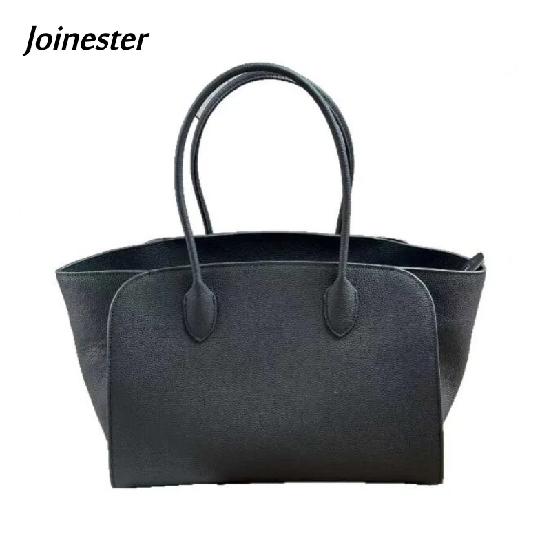 Full Grain Leather Large Handbag for Lady Pure Color Fashion Tote Bag Classic Versatile Commuting Travel Shoulder Bags