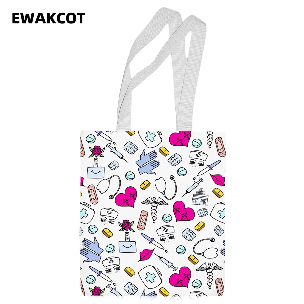 New Medical Large-capacity Women Shopping Canvas Tote Bag Girl Female Lady Space Reusable Eco Shoulder Student Printed Handbags