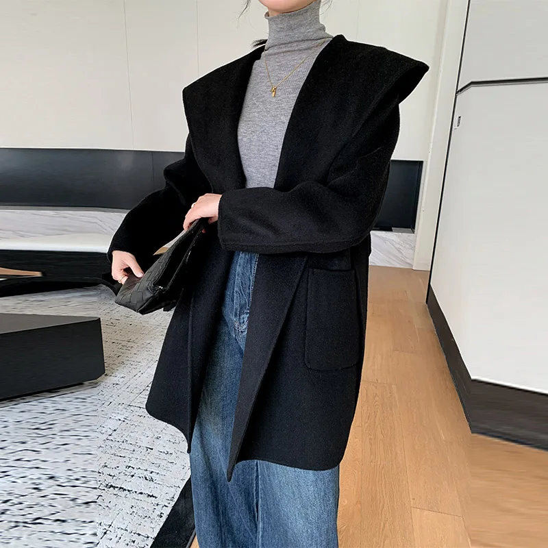 2025 Women's 100% Cashmere Thick Double sided Long Jacket Classic Multi functional Fashion Suitable for Business