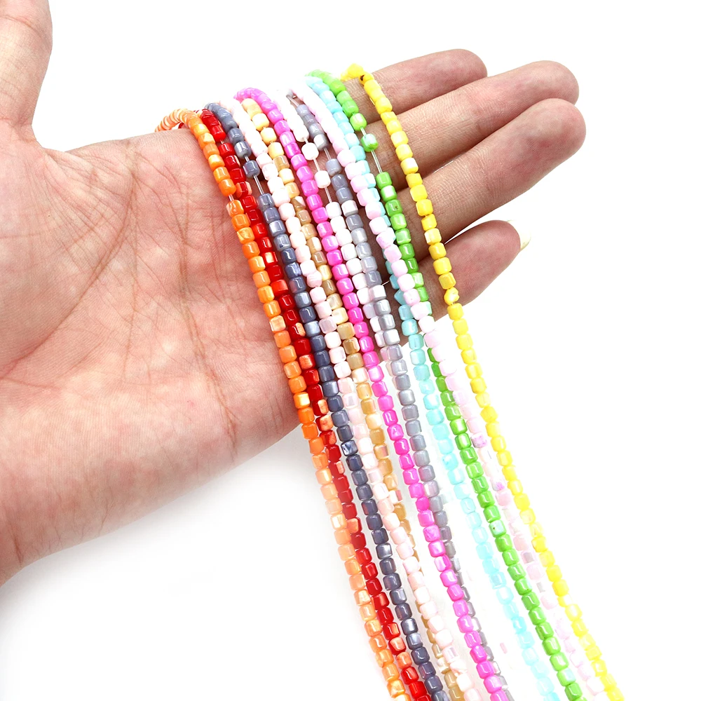 أنبوب دائري على شكل شل الخرز 3-4 مللي متر متعدد الألوان الصباغة الطبيعية أم اللؤلؤ فضفاض حبة 1 حبلا DIY بها بنفسك مجوهرات الأزياء