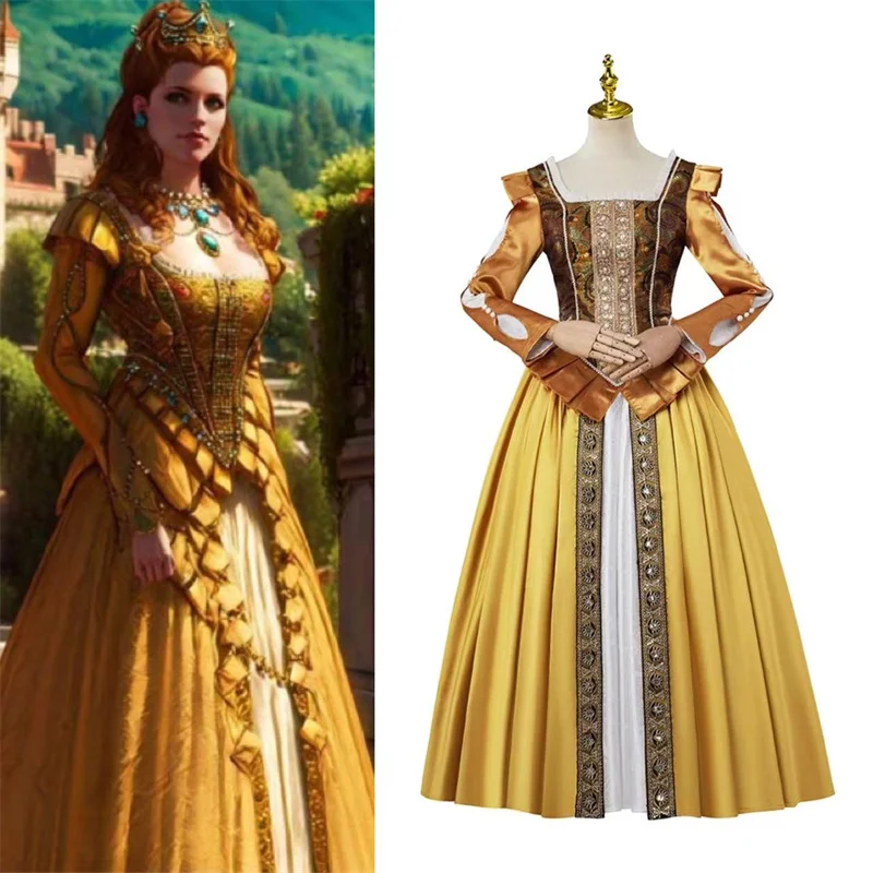 

Game Anna Henrietta Cosplay Costume Yellow Princess Dress Halloween Carnival Outfit