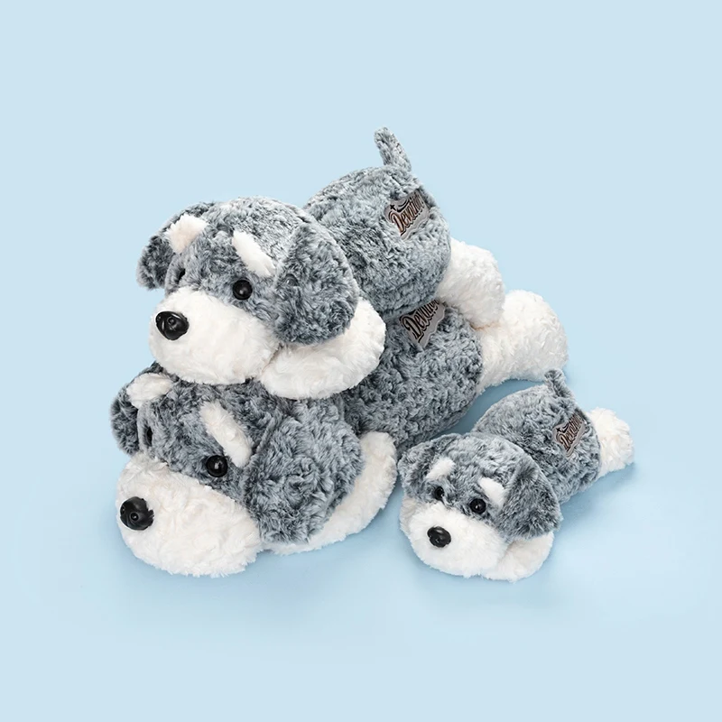 Schnauzer Plush Pillow Gray White Lying Dog Multi Size 40cm 60cm 80cm Soft Long Cushion for Bedtime Cuddle Companion