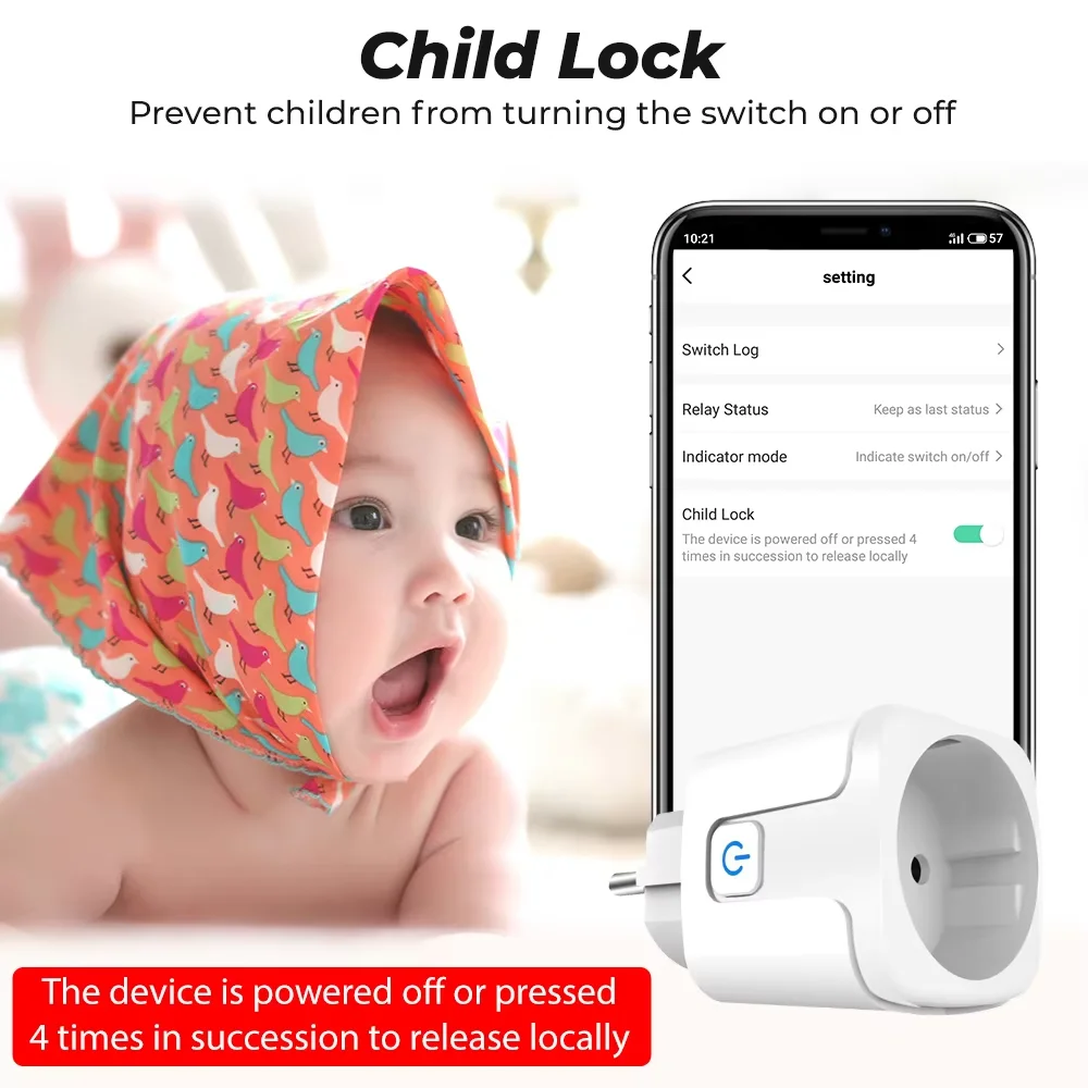 Smart Socket EU Plug WIFI 16/20A With Power Monitor Timing, Voice Control Work with Tuya APP Alexa Google Home Alice