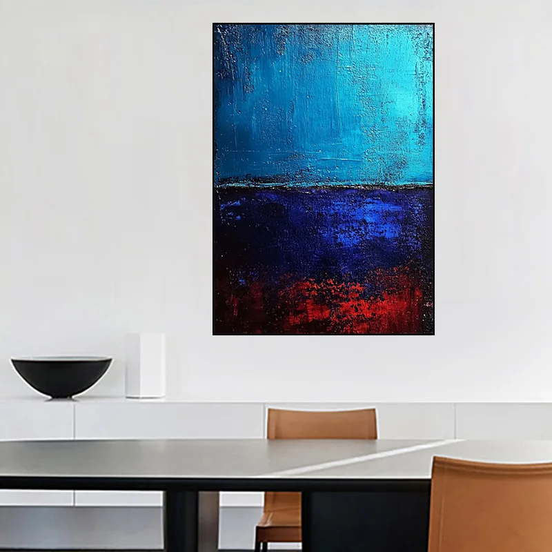 

Blue Minimalist Texture 100% Hand-Painted Oil Painting Entrance Decoration Painting Living Room Art Hanging Frameless Painting