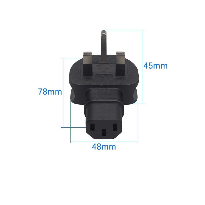 10pcs UK Power Conversion Plug For IEC320 C13 UK 3 Prong Converter UK Male AC Power Adapter Connector Extension Socket