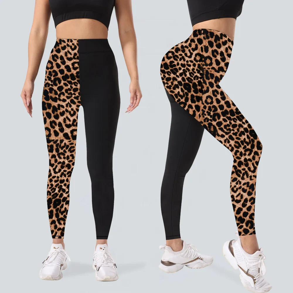 

Women's High Waist Leopard Print Yoga Pants with Pockets High Stretch Butt Lifting Fitness Running Leggings