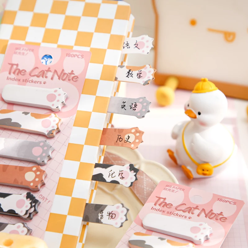 Mr. Paper 4Style 180piece/set Cute Index Sticker Cat Note Series N Times Sticker Sticky Note Classroom Notes