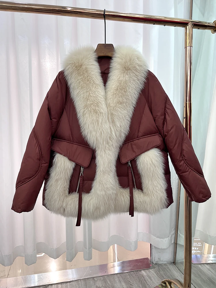 2024 Winter New Women Natural Fox Fur Coat Goose Down Jacket Parkas Luxury Puffer Jackets Fashion Clothing Free Shipping