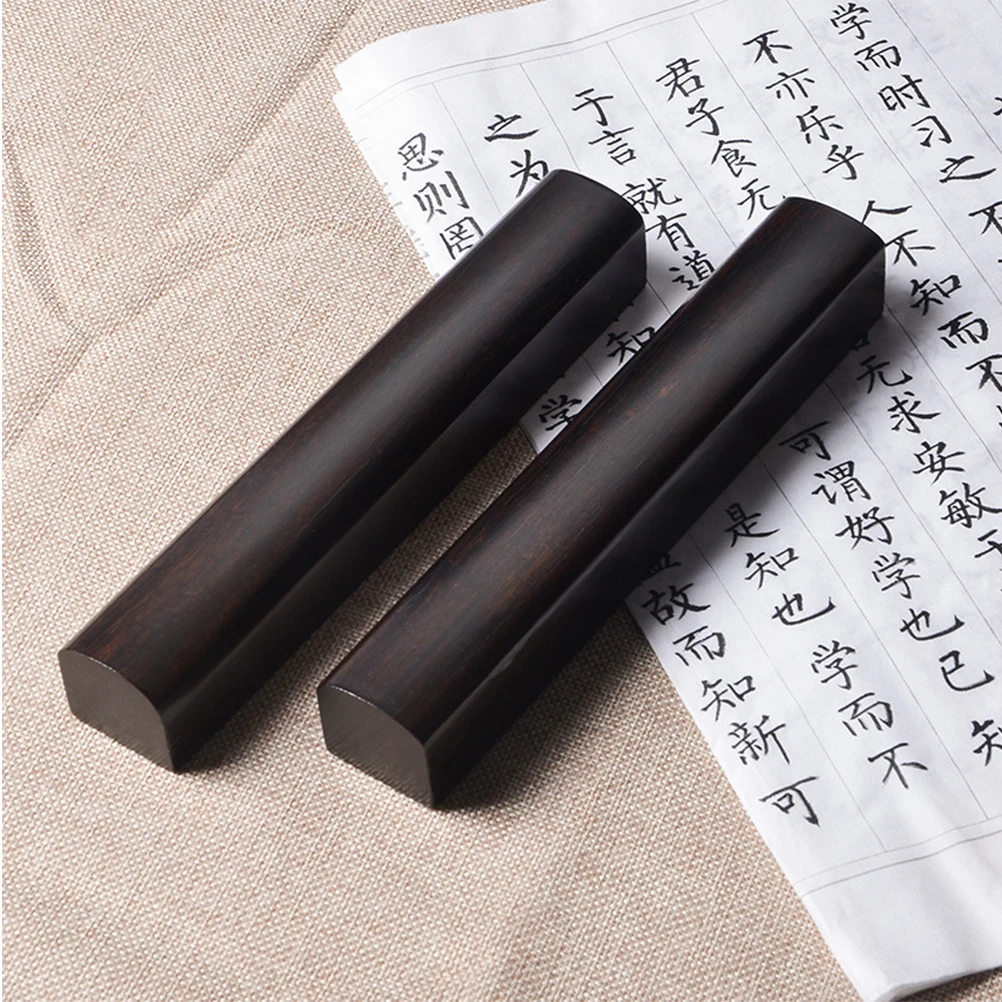 

Wooden Paperweight for Chinese Calligraphy Sumi Drawing Kanji Black Catalpa Study Decoration Solid Heavy duty Writing Tool