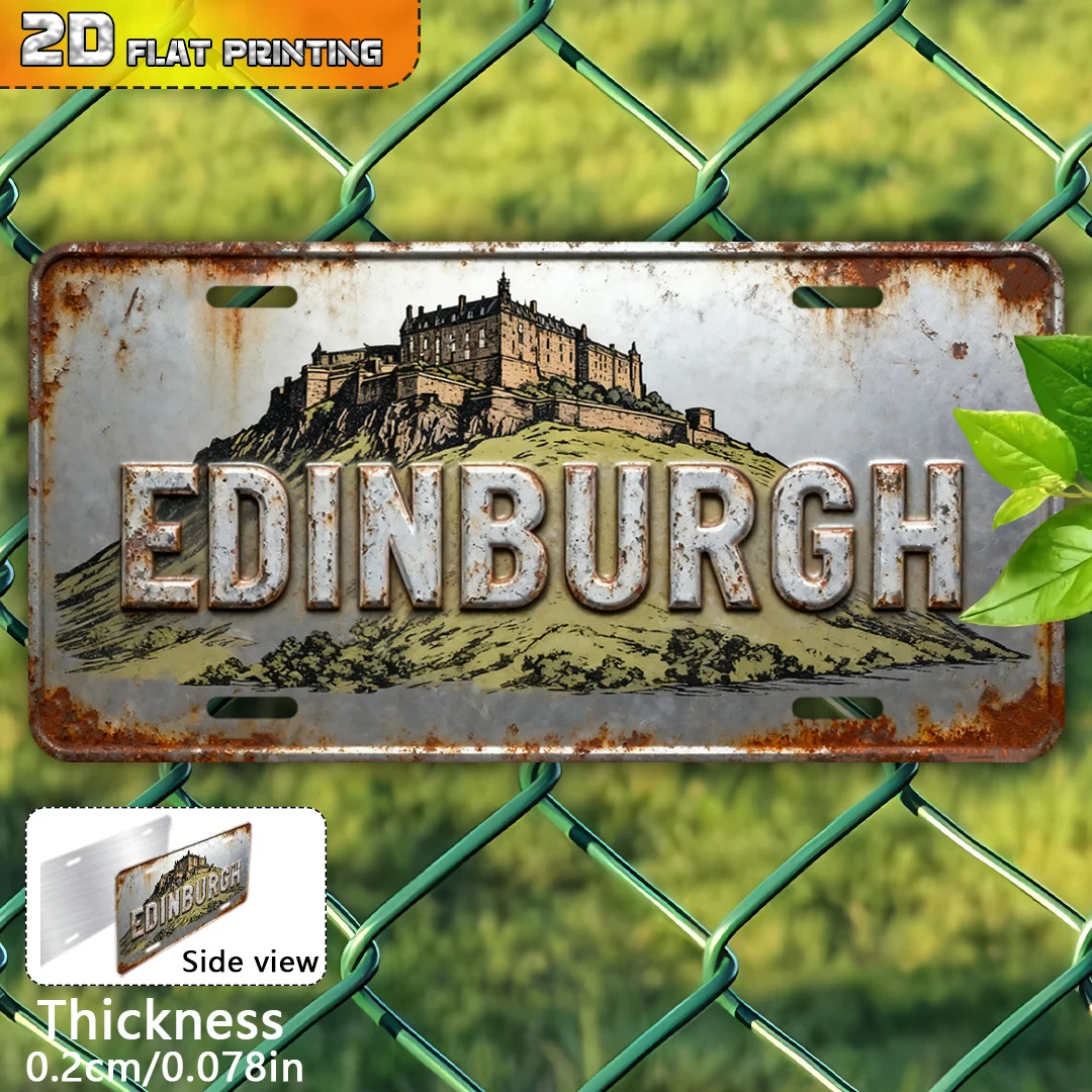 2D Flat - 1pc, 2D Flat Printing, Vintage Sign, Outdoor Wall Decoration, Edinburgh Symbol, Home Decoration, Scottish Capital Art,