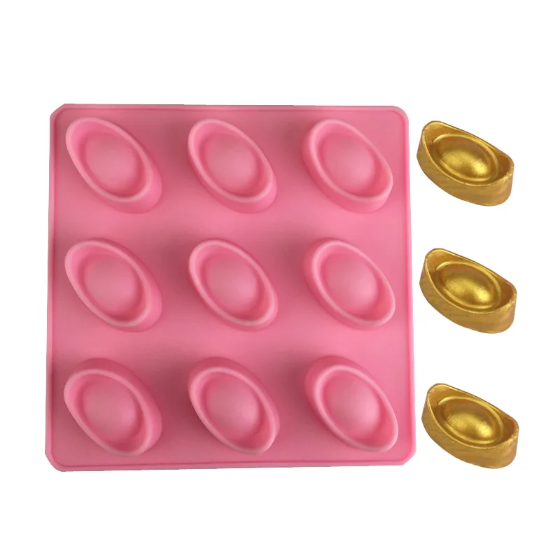 Gold Ingot Fondant Silicone Mold, DIY Chinese Style Cake Decoration, Gold Bar, Gold Brick, Chocolate Cake Mold, 4 PCs per Lot