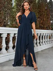 Unithorse Chiffon V-neck Bridesmaid dress Elegant evening gown for women