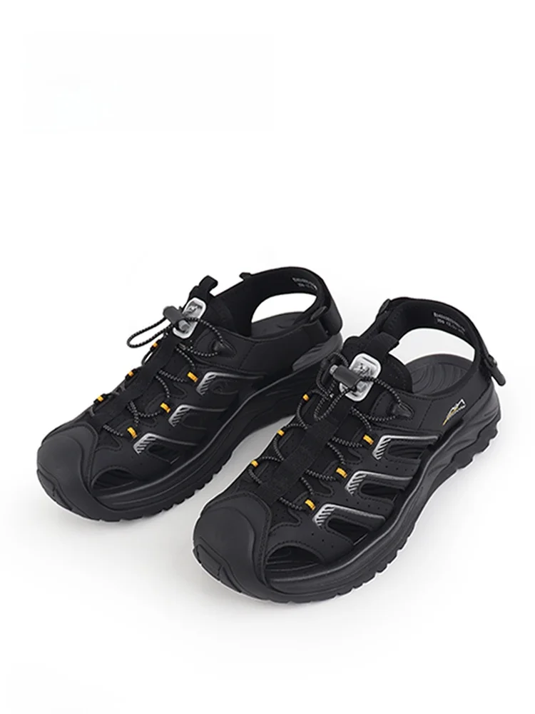 

Yearcon Men's Casual Outdoor Sandals Lightweight Comfortable Leather Slip-On Beach oes Anti-Slip Spor Flat Heel Rubber Sole