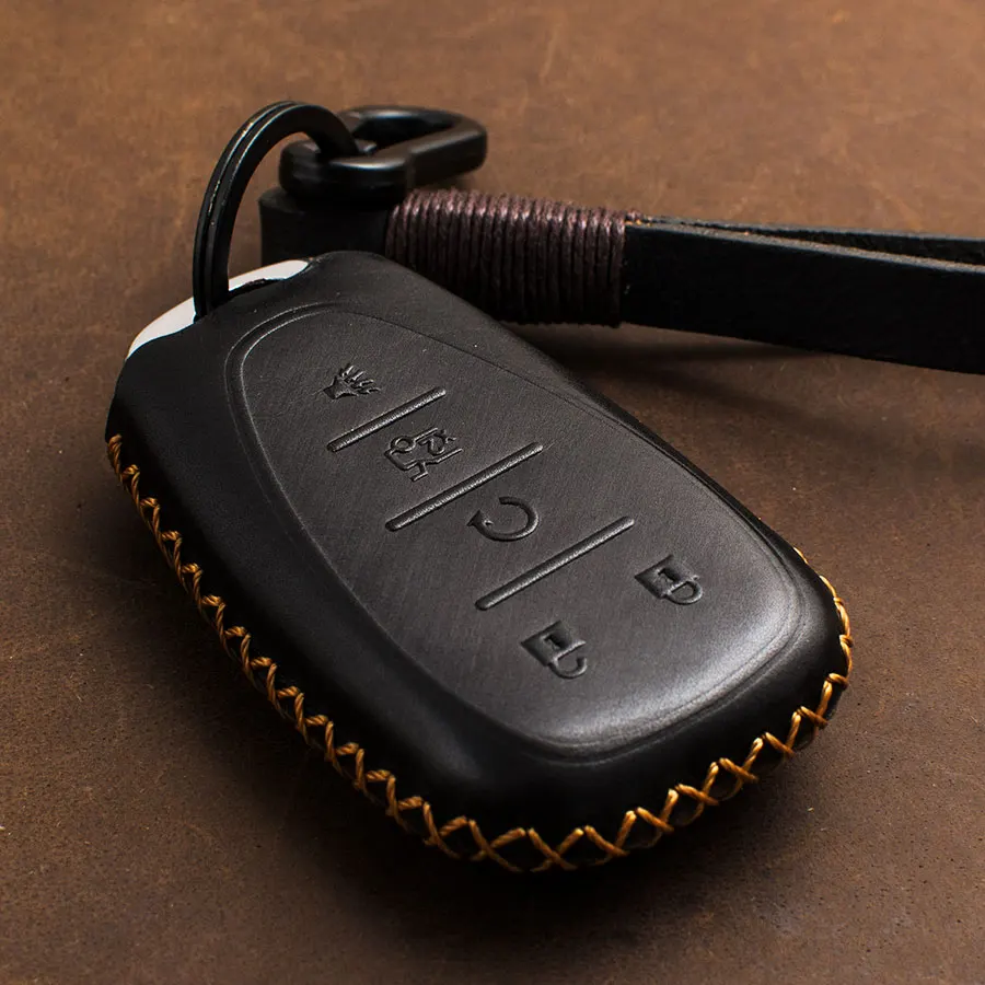 

1 PCS Genuine Leather Car Key Case Cover For Chevrolet Chevy Camaro Cruze Malibu Sonic Volt Tracker 2017 2018 2019 Remote KeyFob