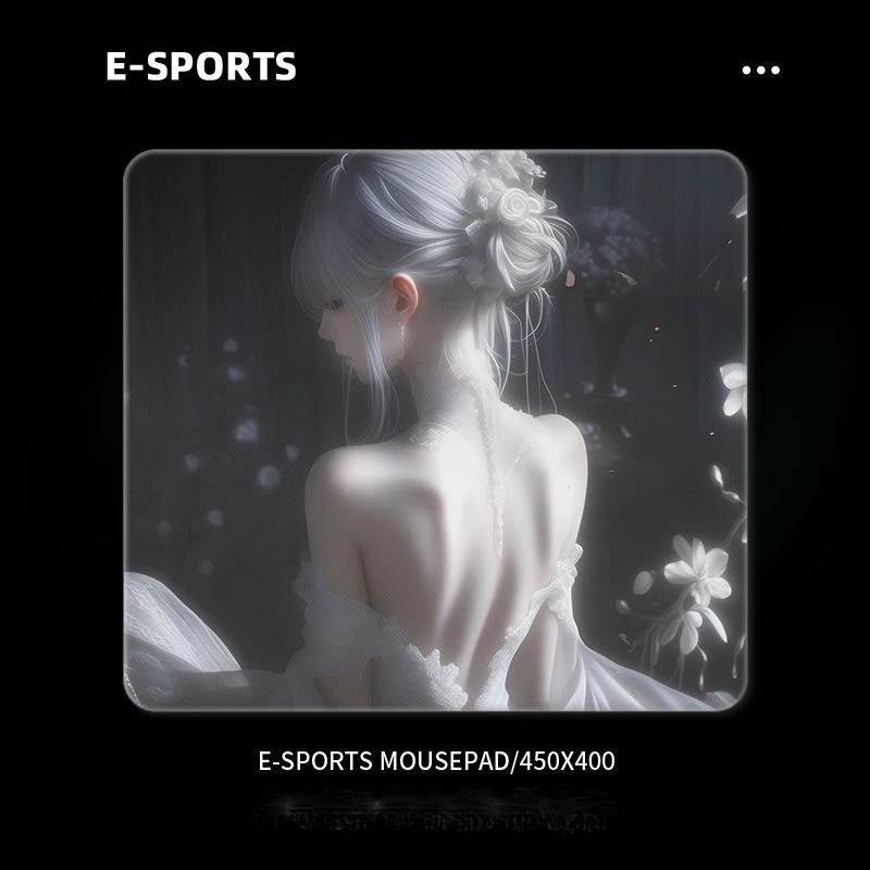 

Female Graceful Back Glass Without Locking Edges Mouse Pad Computer Mouse Mat Home Office Students Deskmat PC