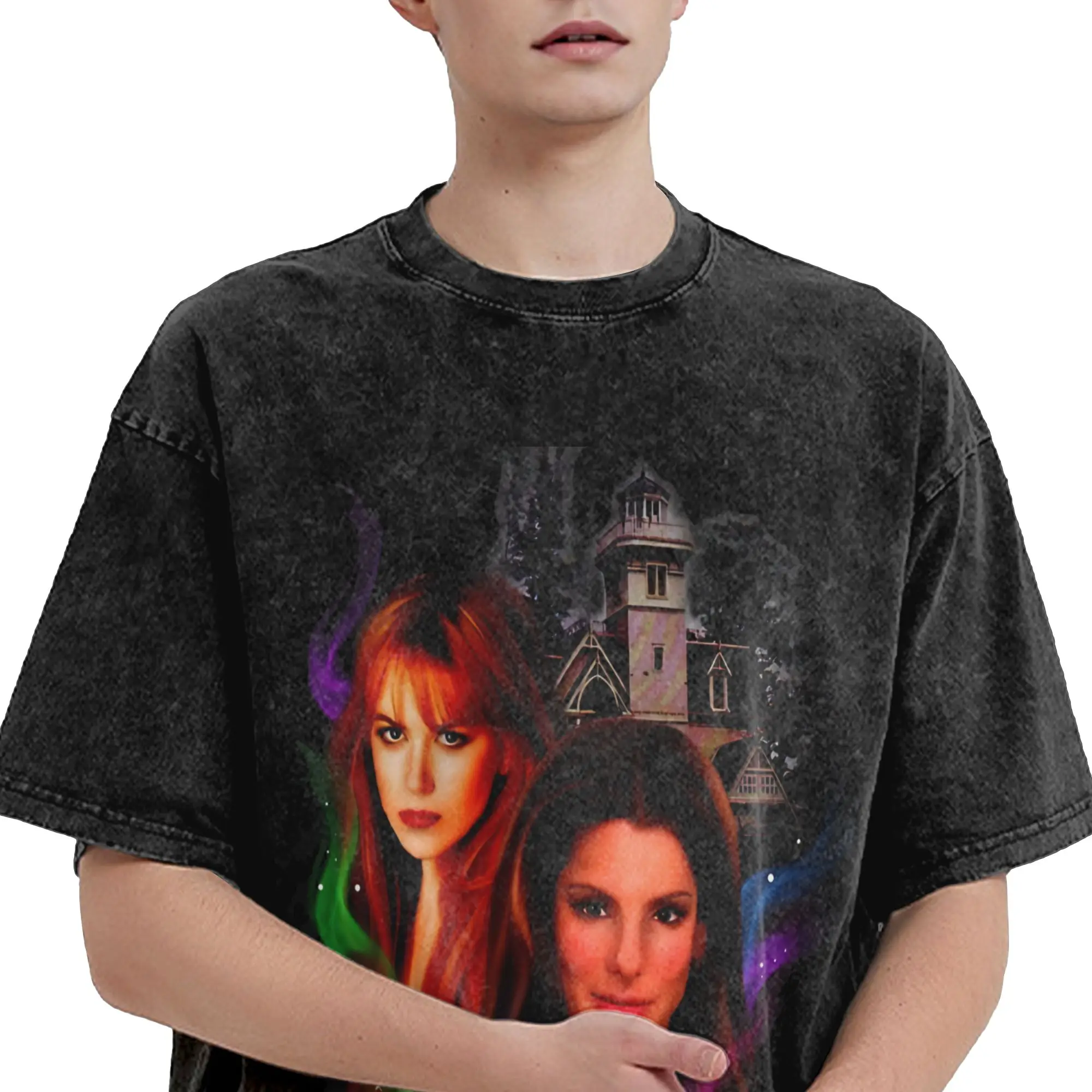 Printed Practical Magic 2 Witch Sisters Spellcasting Gothic House Supernatural Fantasy Washed T Shirts Outfit Oversize T-Shirt