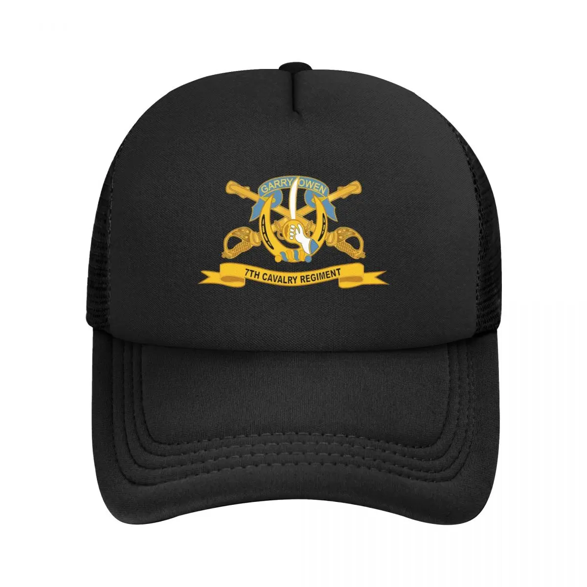 Army - 7th Cavalry Regiment W Br - Ribbon Mesh Baseball Caps Snapback Baseball Hats Breathable Casual Casquette Outdoor Unisex