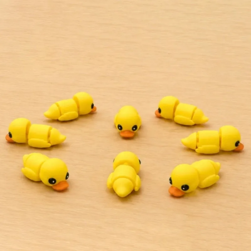 3D Printed Cute Yellow Duck Articulated Joints Movable Desktop Ornament Stress Relief Toy for Kids Night Market Stall
