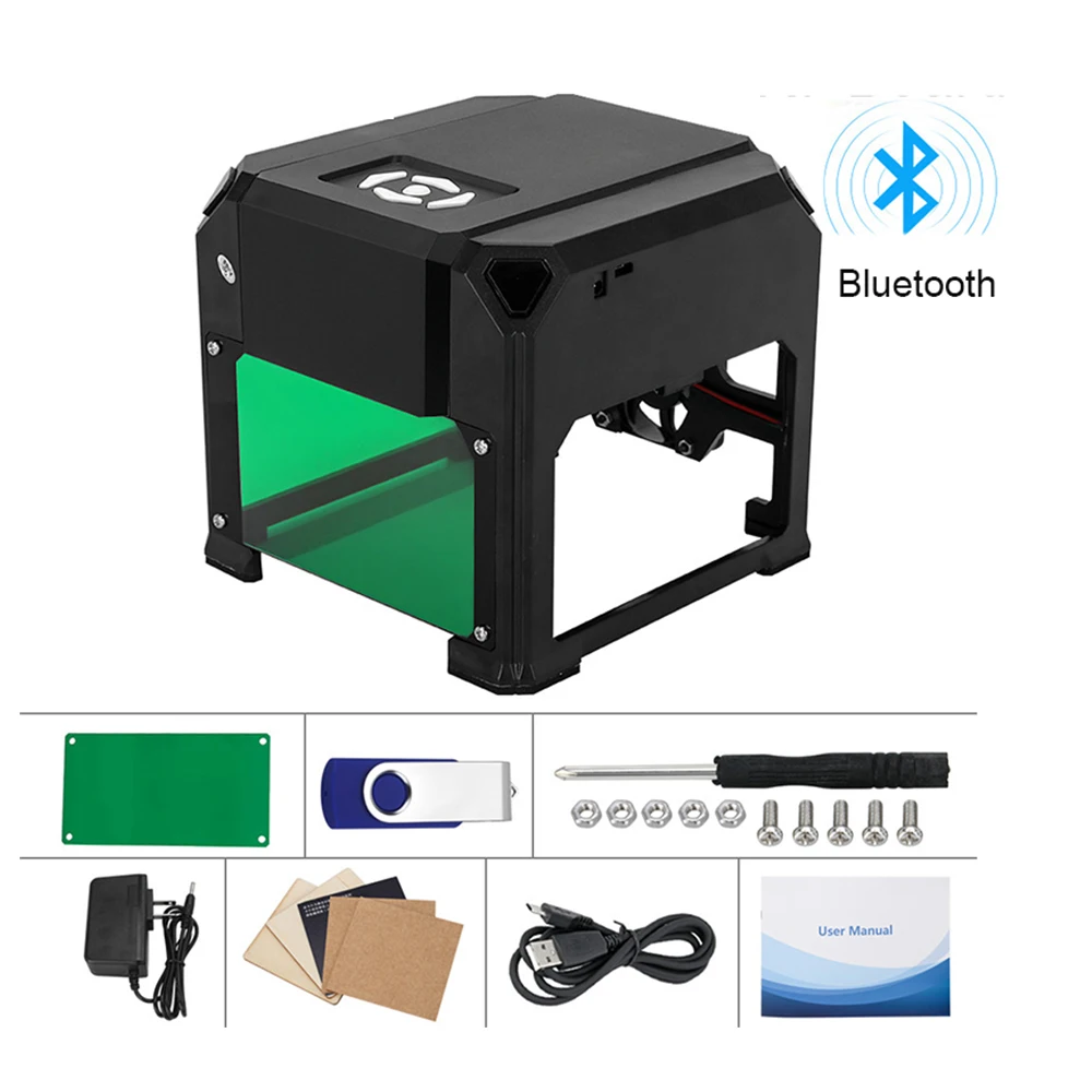 CNC Laser Engraver 3000mW Bluetooth Desktop Laser Engraving Machine 80x80mm Mini Laser Engraver Woodworking DIY Mark Printer