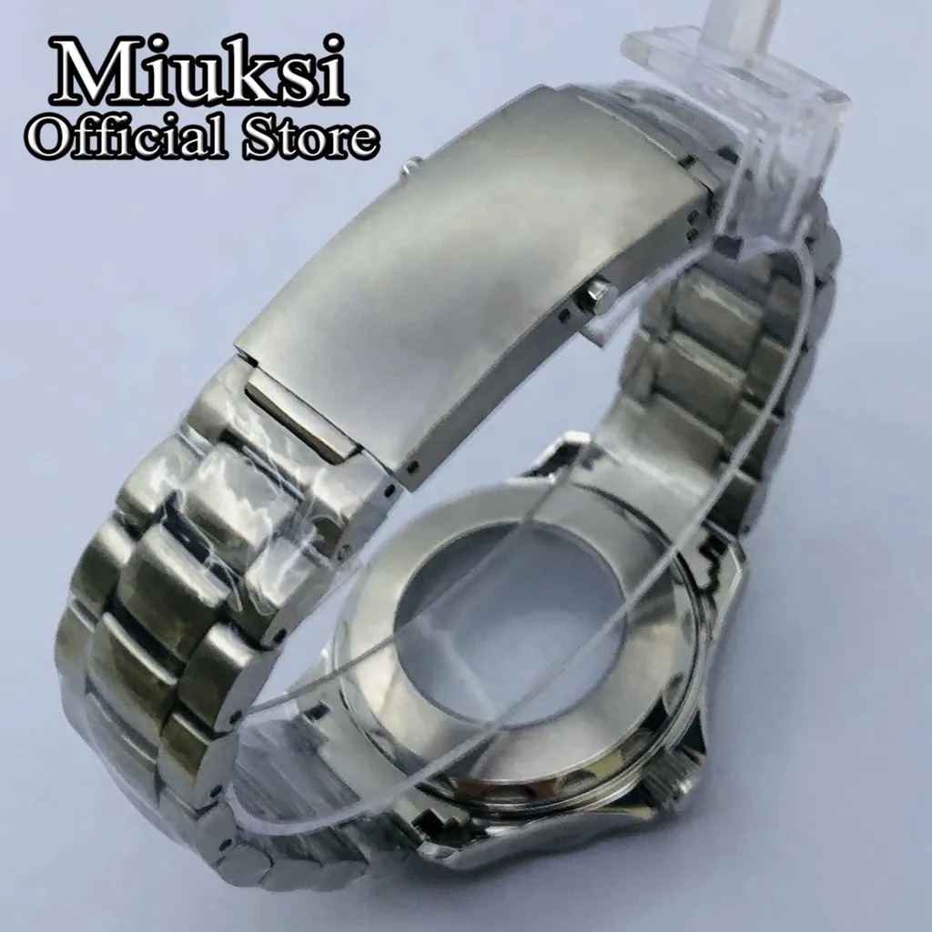 Miuksi 41mm silver sterile watch case sapphire glass fit NH35 NH36 ETA2836 Mingzhu DG2813 3804 Miyota8205 8215 821A movement