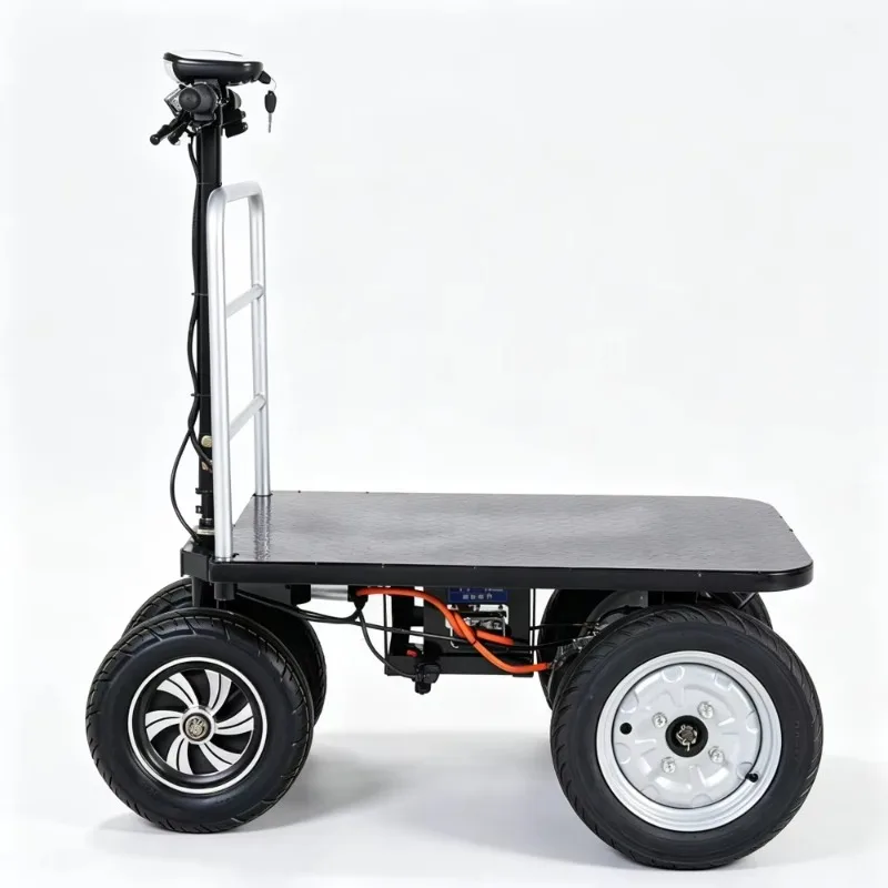 1000kg Heavy Duty Electric Platform Cart Motorized Utility Truck With Pneumatic Tires 90x60cm Platform OEM Portable Warehouse