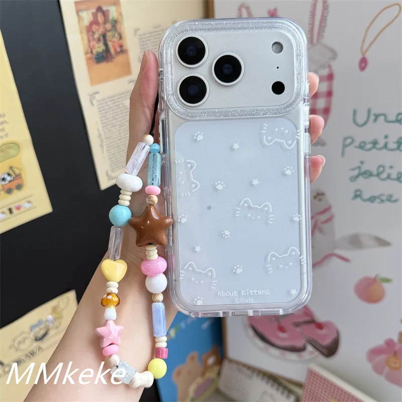 Korean Ins Shining Star Kitten Paw Kawaii Cat Phone Case For iPhone 18 17 AIR 16 15 14 13 12 11 Pro Max Plus MINI Y2K Cover view 3