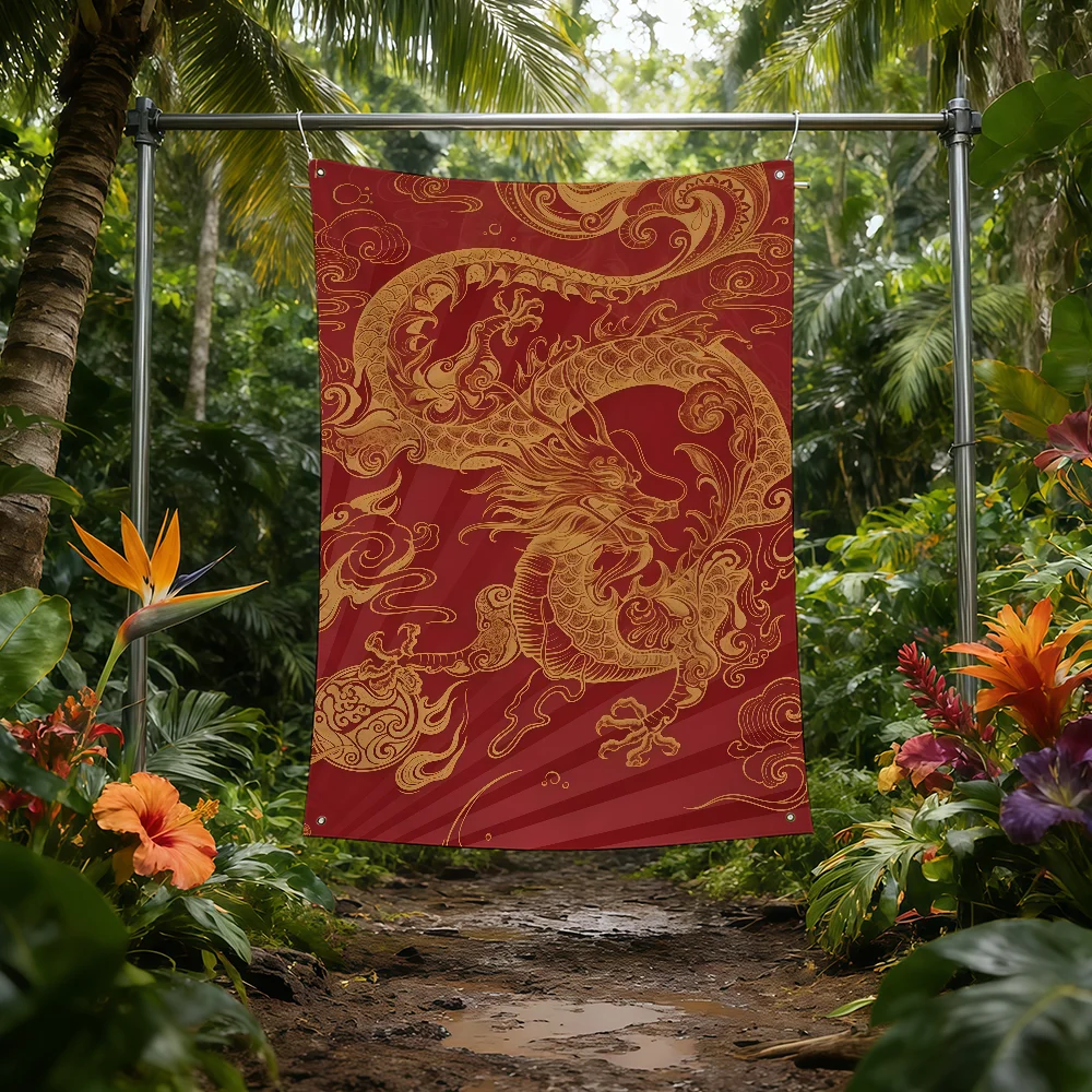 Dragon Lucky Chinese Flag Noble Outdoor Garden Lawn Decoration Banner Home Party Happiness Picnic Decor