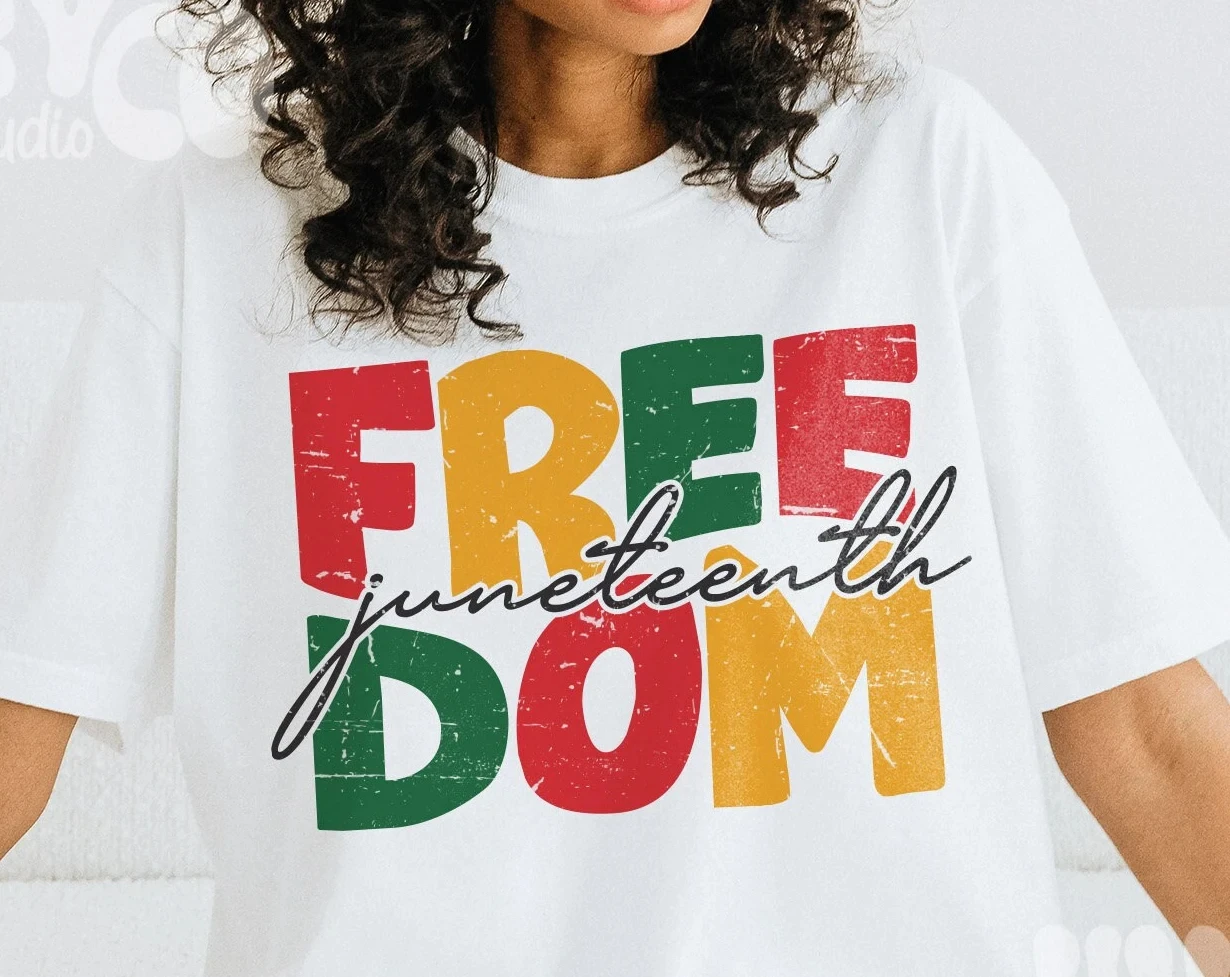 2024 New Hot Sale Popular Juneteenth Day Female Shirt Freedom Juneteenth Slogan Women T-shirt Trend Holiday Comfort Girl Tee