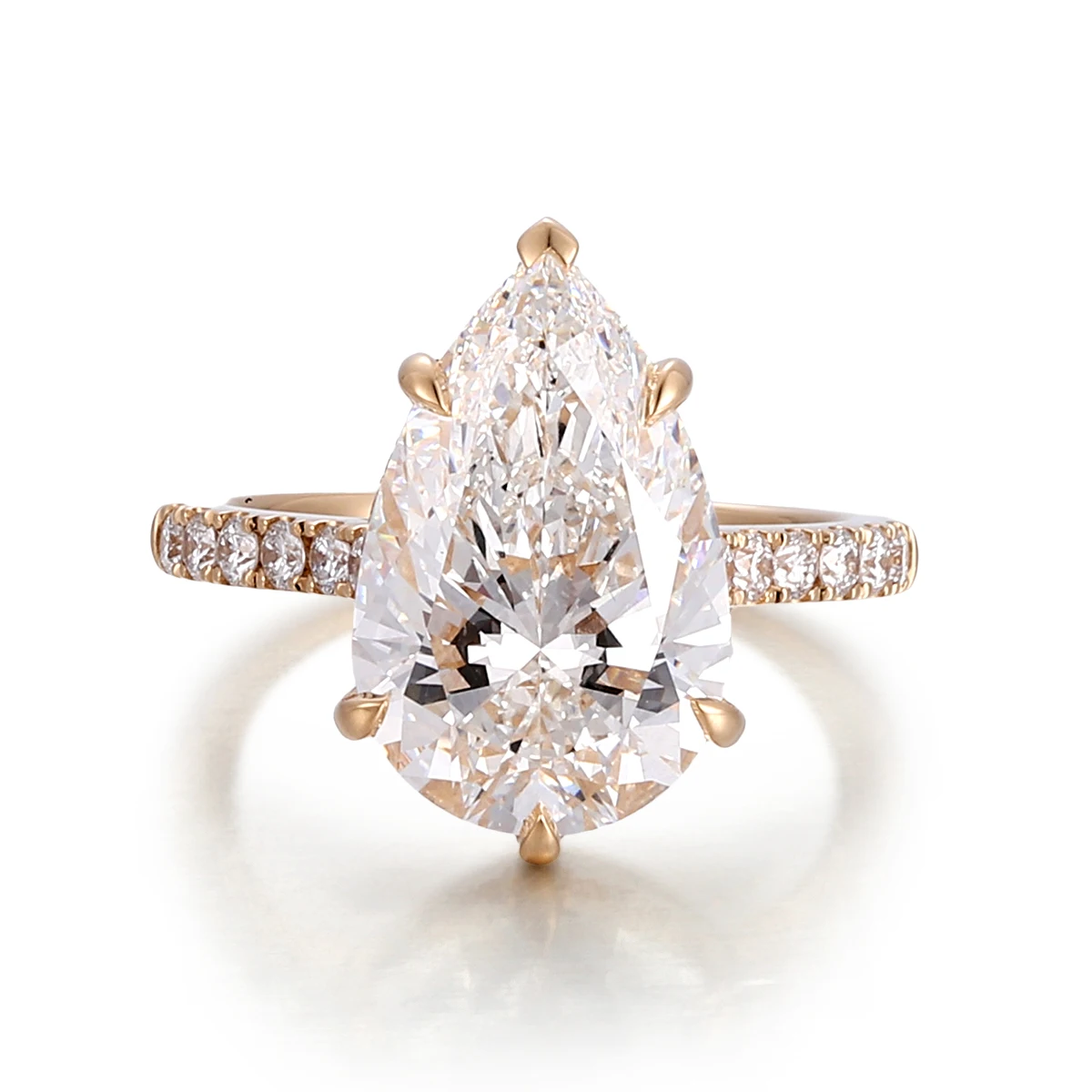 Provence AU750 Pear Cut 10.5 CT Engagement Ring for Girlfriend 18K Moissanite Promise Rings for Mom Hide Halo Half Eternity Ring