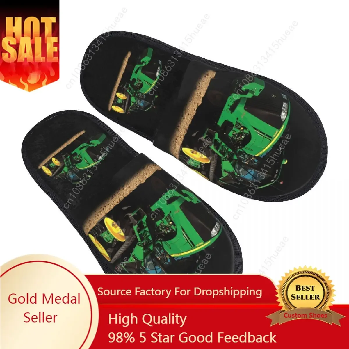 

Tractor House Slippers Women Soft Memory Foam FarmHeavy Machinery Slip On Bedroom Slipper Shoes