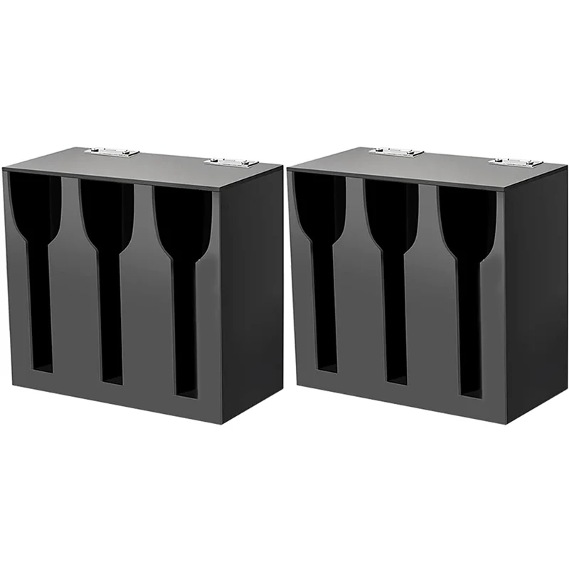 

【OFF-SHELF】2X акриловый диспенсер для посуды, органайзер для столовых приборов с 3 отделениями, черный держатель для столового серебра, пластиковые столовые приборы