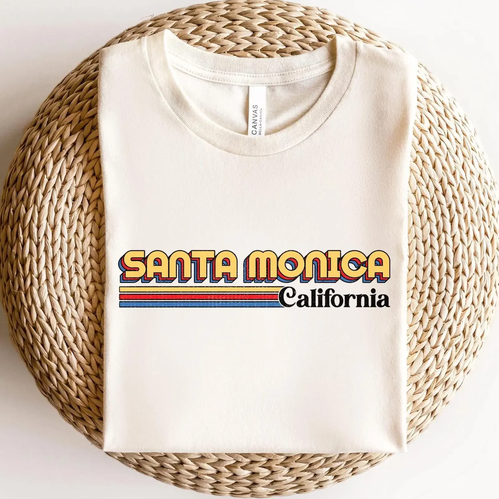 Santa Monica T Shirt California Retro 70s Vintage Beach West Coast vintage Washed Unisex Soft streetwear Comfortable