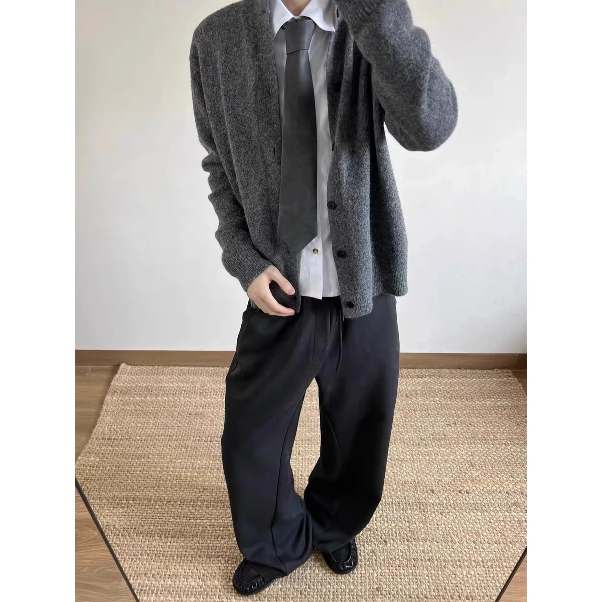 

IWTFF Men's f High Collar Knitted Sweater Casual Loose Fit Long Sve Polyester Fiber Warmth Young Sle Faionable