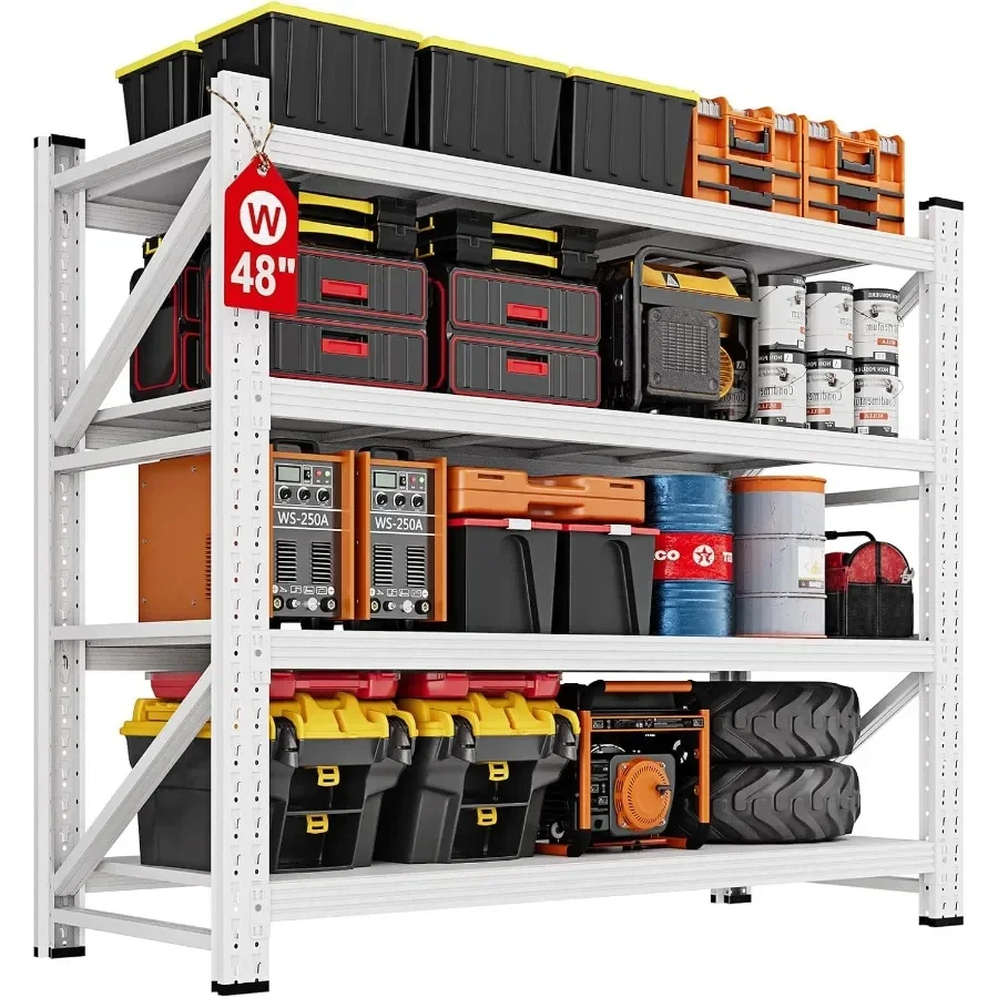 Metal Storage Shelves, 3000LBS Garage Storage Shelving, Heavy Duty Adjustable Unit Storage Shelves for Warehouse, Basement, D x