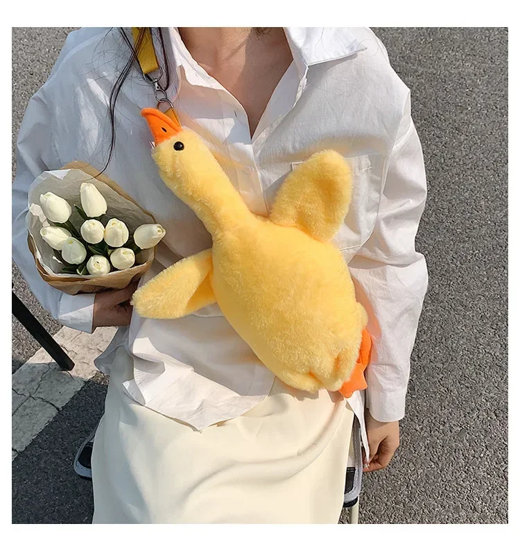 Cute Cartoon Funny Plush Backpacks Adult Kid Girls Purse Animals Shape Duck Plush Crossbody Bag Shoulder Kawaii Bag рюкзак 2023