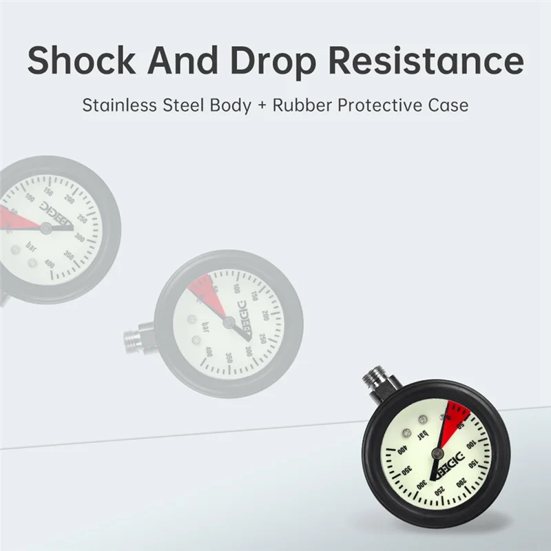 

B93B-DIDEEP Diving Residual Pressure Gauge Carbon Fiber Woven Hose 7/16-20UNF Thread Luminous Pressure Gauges Diving Parts