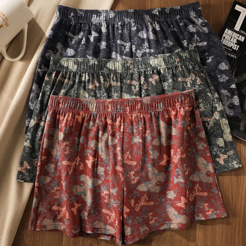 New Cotton Men's Aro Pants: Unique Butterfly Print, Loose-Fit Loungewear, Mid-Rise, Soft and Comfortable, Plus Size Shorts